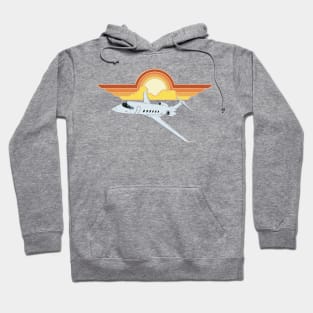 Bombardier Challenger 350 Jet Sunrise Pilot Wings Retro Aviation Hoodie